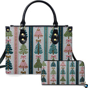 Studio isolated view of ornate pastel tree and golden garland striped artwork on companion pieces