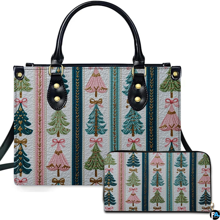 Studio isolated view of ornate pastel tree and golden garland striped artwork on companion pieces