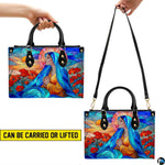 Wear demonstration presenting dual handle and shoulder options for the design.