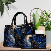 Black Cat Leather Bag – Vintage Cat Art Handbag, Stylish Animal-Themed Purse, Unique Gift for Cat Lovers