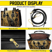 Black Cat Leather Bag – Vintage Cat Art Handbag, Stylish Animal-Themed Purse, Unique Gift for Cat Lovers