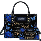 Royal Blue Peony & Butterfly Handbag & Matching Wallet