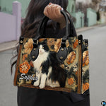 Outdoor lifestyle presentation showcasing black white cat art botanical illustration on daily accessory.