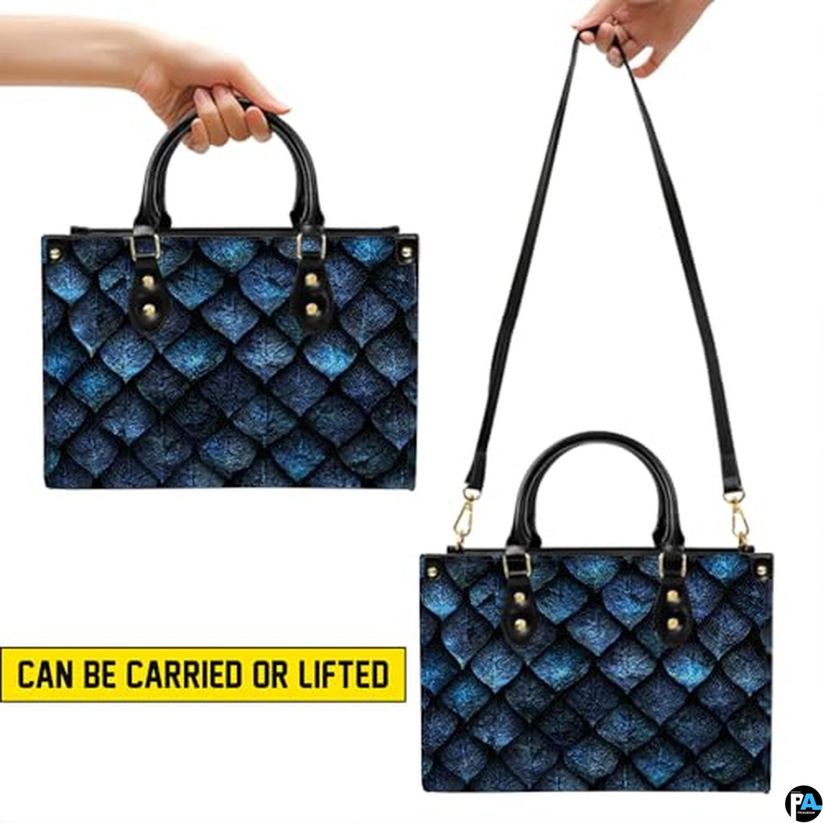 Personalized Fantasy Blue Dragon Scale Handbag for Dragon Lovers Gift