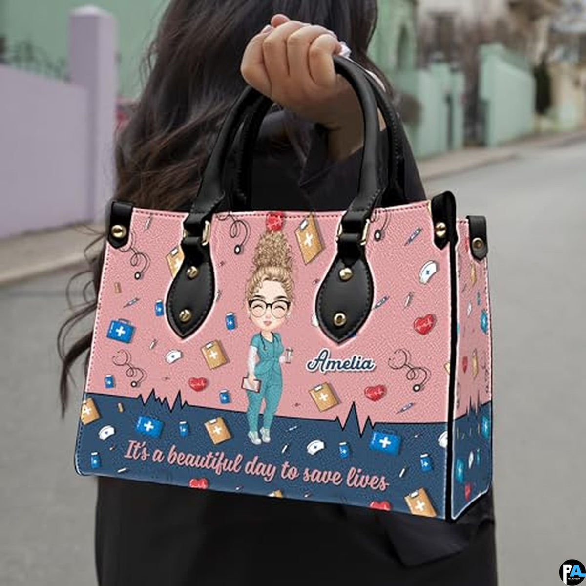 Personalized Nurse Leather Bag – Custom Medical Handbag & Purse Set with Name Gifts for Nursing Student Christmas Gift