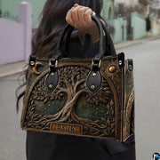 Personalized Animal Leather Handbag – Custom Name Flowers with 2D Print with 3D Effect – Gift for Gramma, Mom, Daughter