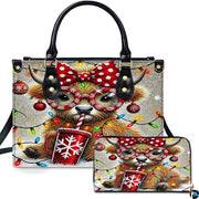 Custom Festive Highland Cow Handbag for Christmas Gift