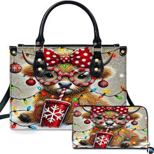 Custom Festive Highland Cow Handbag for Christmas Gift