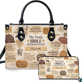 Christian Collage Handbag with Crosses and Neutral Tones