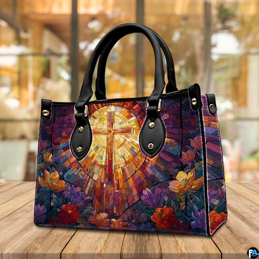 Custom Catholic Virgin Mary Leather Bag, Personalized Name Handbags and Purses for Christian Women Religious Bag Gifts