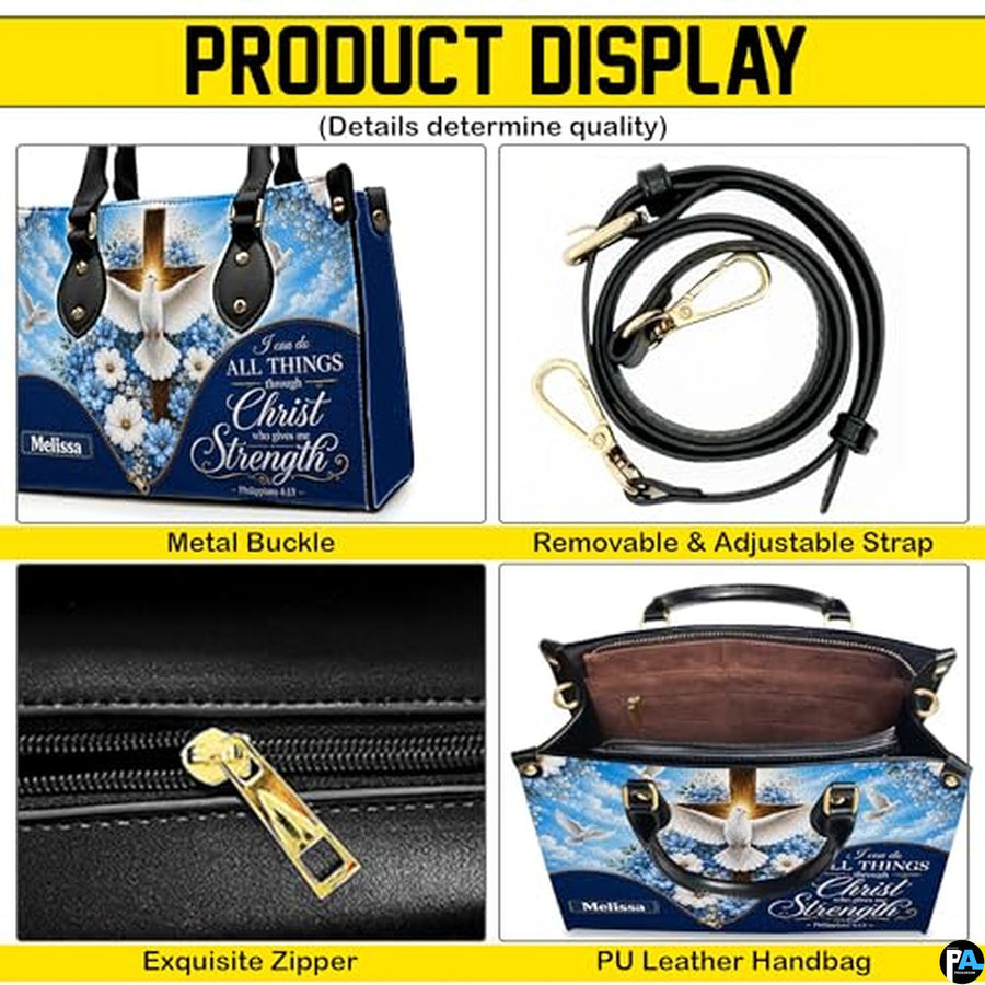 Personalized Christian Floral Handbag for Religious Gift