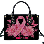 Butterfly ribbon art accessory displaying pink ribbon motif, dahlia florals, and fluttering butterflies.