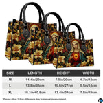 Handbag sizing chart illustrating dimensions for Medium, Large, and Extra Large options