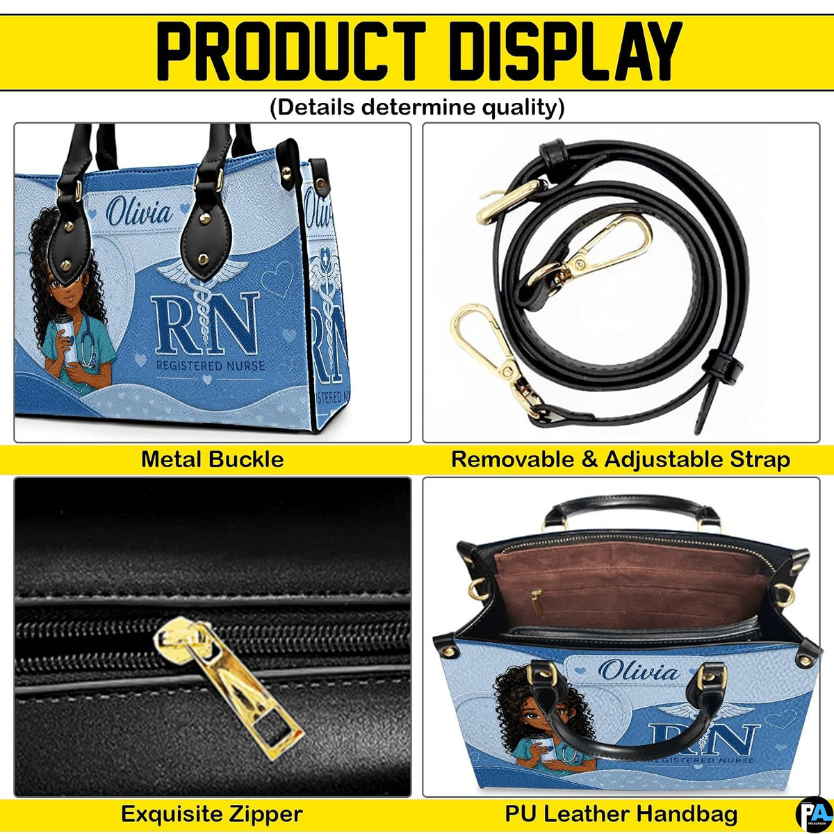 Studio interior scene presenting blue nurse character art on an accessory resting near leafy flora.