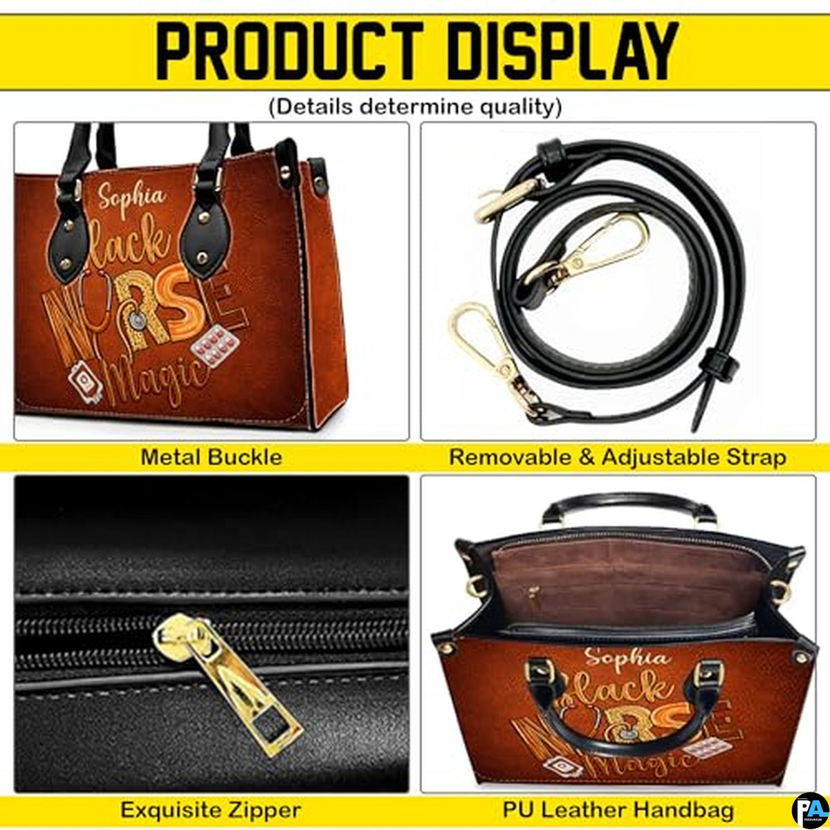 Personalized Nurse Leather Bag – Custom Medical Handbag & Purse Set with Name Gifts for Nursing Student Christmas Gift
