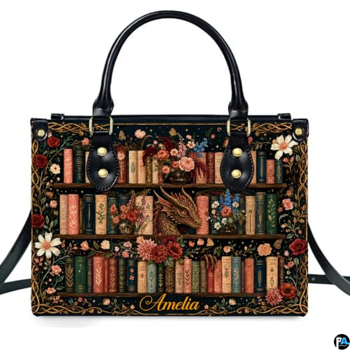 Personalized Book Lover Leather Handbag for Women, 3D Bookstore Library Tote Bag, Literary Gift for Readers, Bookworms