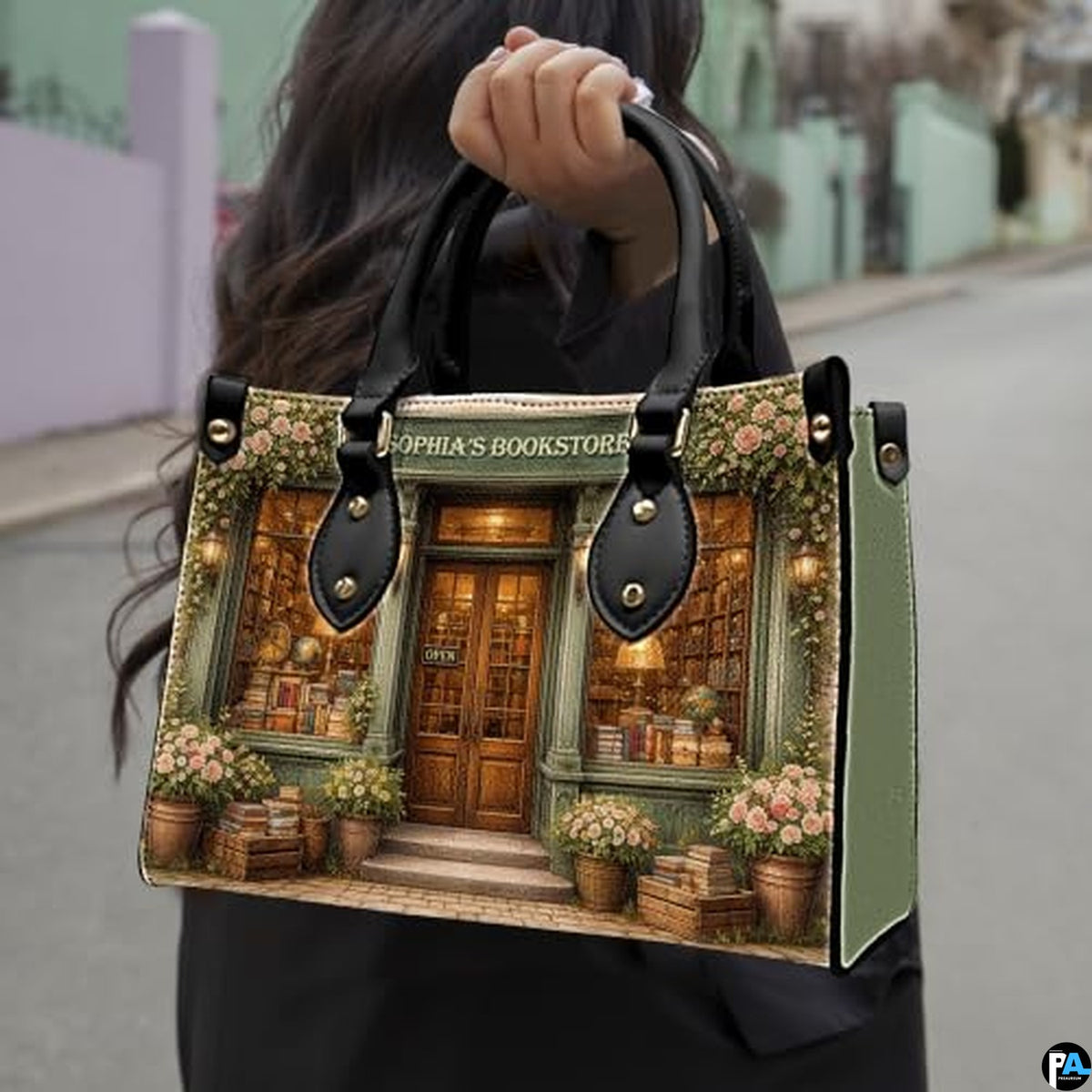 Personalized Book Lover Leather Handbag for Women, 3D Bookstore Library Tote Bag, Literary Gift for Readers, Bookworms
