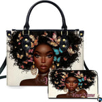 Personalized Black Women Leather Bag, Custom Name African Purses and Handbags Gifts for Mom Birthday Christmas Mothers Day