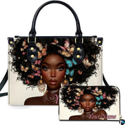 Personalized Black Women Leather Bag, Custom Name African Purses and Handbags Gifts for Mom Birthday Christmas Mothers Day