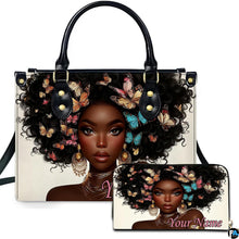 Personalized Black Women Leather Bag, Custom Name African Purses and Handbags Gifts for Mom Birthday Christmas Mothers Day