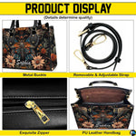 Interior view of open tote handbag showing inner compartments
