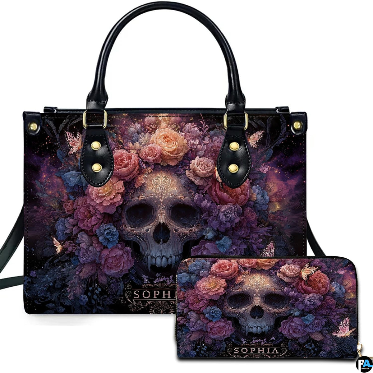 Personalized Halloween Leather Handbag – Custom Witch 3D Printing Effect Purses For Women – Spooky Gothic Shoulder Bag