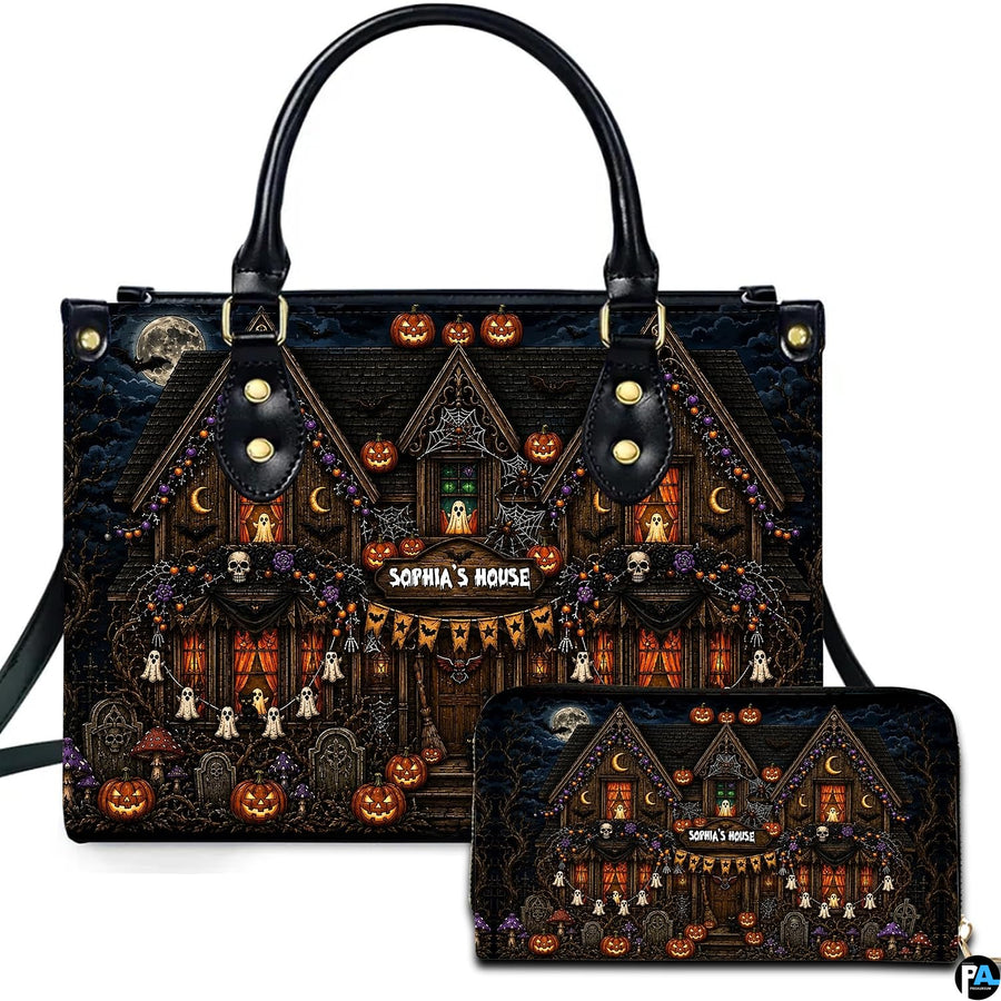 Personalized Witch Leather Bags, Halloween Purses For Women, Witch Art Bag, Spooky Halloween Purses, Holiday Gifts