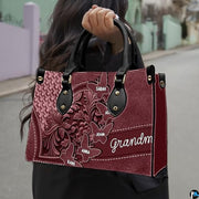 Mothers Day Gift Leather Bag- Personalized Grandmas Purse With Grandkids Names, Grandma Handbag Birthday Gifts For Mom Women