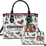 Personalized Christmas Decorations Drip Art Handbag, Removable Strap