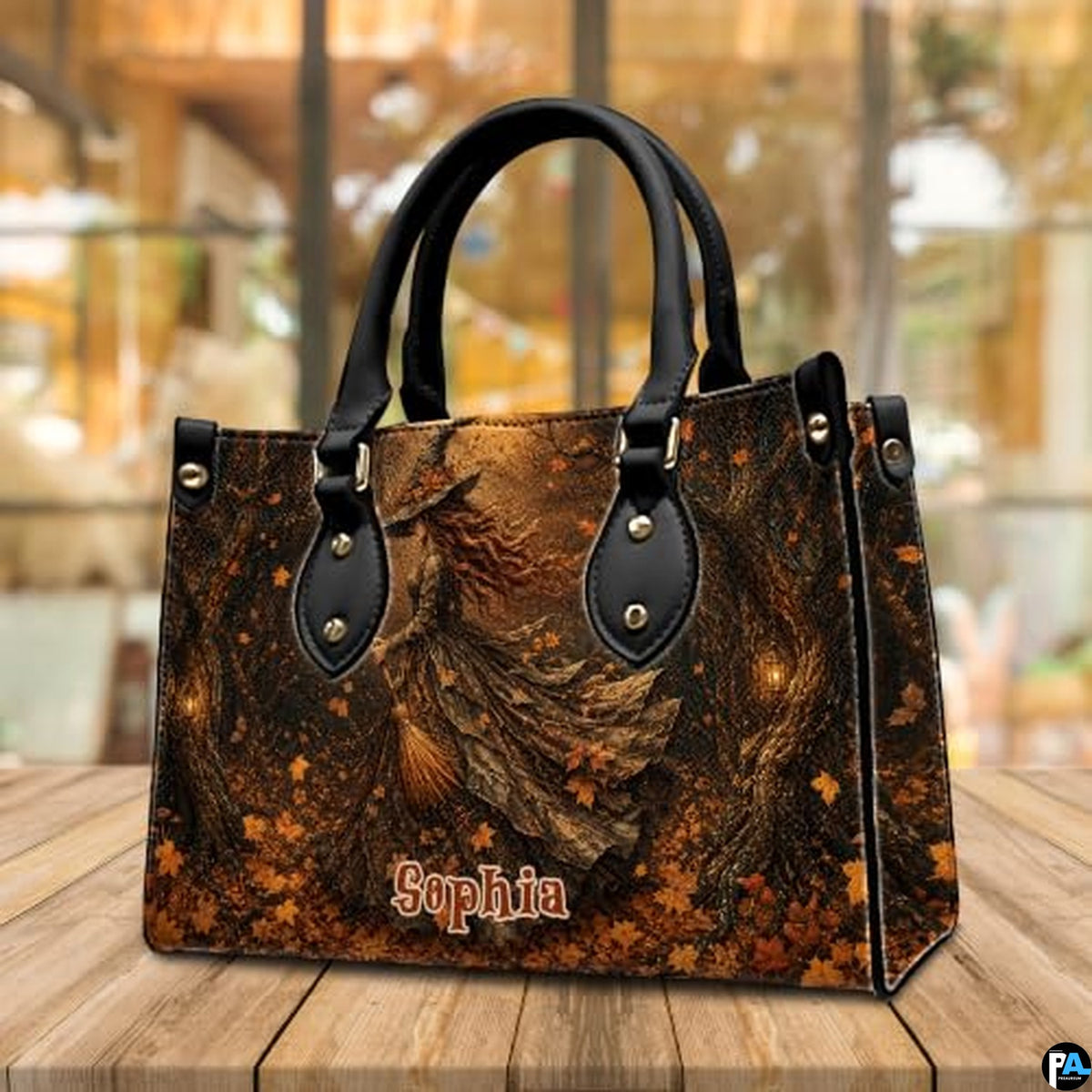 Personalized Witch Handbag with Purse, Custom Name Gothic Leather Bag Set for Women, Halloween Shoulder Bag, Witch Gift