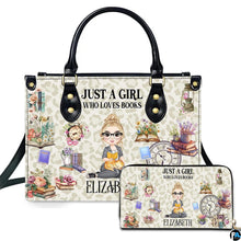 Personalized Book Lover Leather Bag, Just A Girl Who Loves Book Handbag With Name, Books Purse, Gifts For Readers, Writer