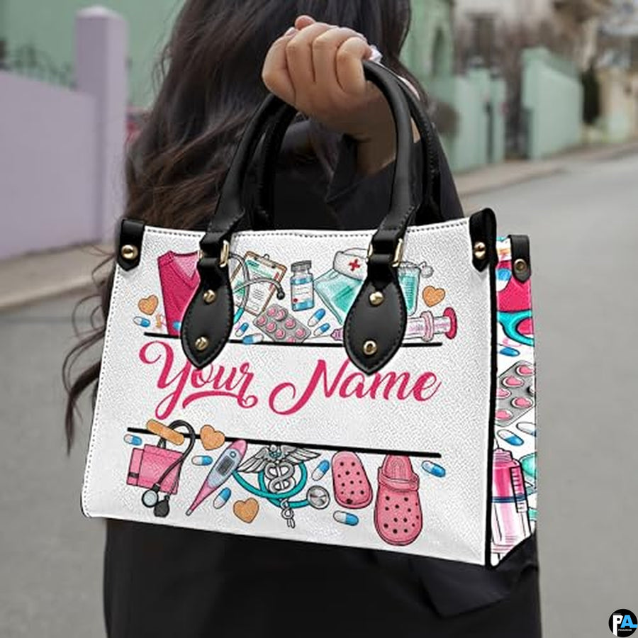 Personalized Nurse Leather Bag – Custom Medical Handbag & Purse Set with Name Gifts for Nursing Student Christmas Gift