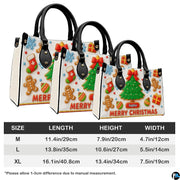 Size chart illustrating dimensions for Medium, Large, and Extra Large handbag.