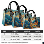 Product sizing graphic illustrating M, L, and XL dimensions for this scenic landscape accessory.