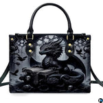 Personalized Dragon Leather Handbag, Fantasy Gothic Purse for Women, Mythical Shoulder Bag Gift for Dragon Lovers