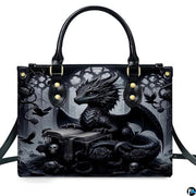 Personalized Dragon Leather Handbag, Fantasy Gothic Purse for Women, Mythical Shoulder Bag Gift for Dragon Lovers