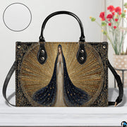 Side profile view of handbag showcasing continuous dark starry navy background