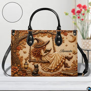 Personalized Witch Leather Bags, Halloween Purses For Women, Witch Art Bag, Spooky Halloween Purses, Holiday Gifts
