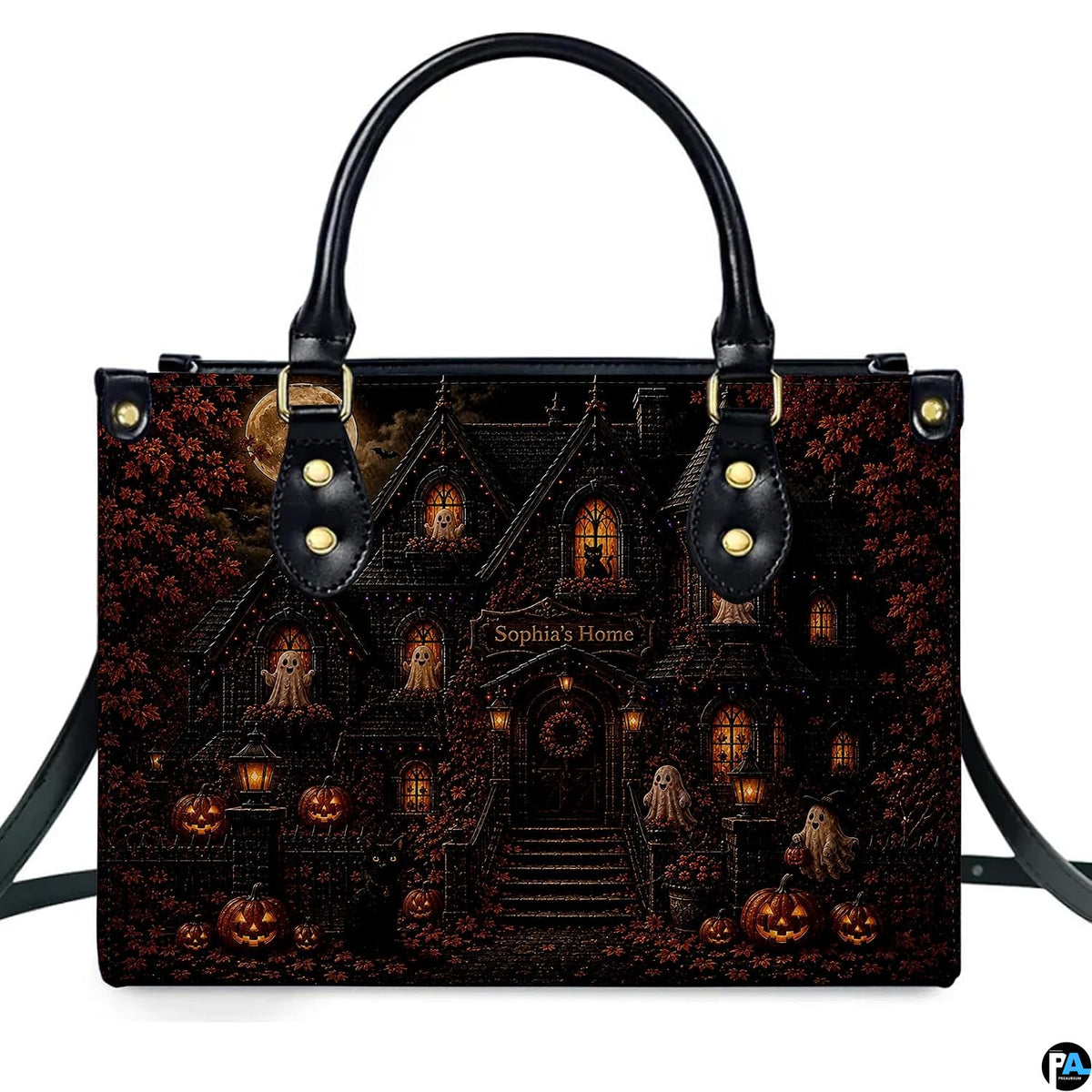 Haunted house artwork accessory shown alongside coordinated companion piece presenting matching spooky manor artwork.