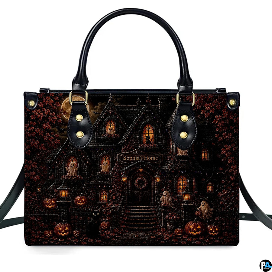 Haunted house artwork accessory shown alongside coordinated companion piece presenting matching spooky manor artwork.
