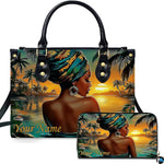 Personalized Black Women Leather Bag, Custom Name African Purses and Handbags Gifts for Mom Birthday Christmas Mothers Day