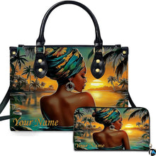Personalized Black Women Leather Bag, Custom Name African Purses and Handbags Gifts for Mom Birthday Christmas Mothers Day