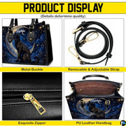 Black Cat Leather Bag – Vintage Cat Art Handbag, Stylish Animal-Themed Purse, Unique Gift for Cat Lovers