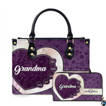 Mothers Day Gift Leather Bag- Personalized Grandmas Purse With Grandkids Names, Grandma Handbag Birthday Gifts For Mom Women