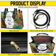 Personalized Abstract Gold Teal Animal Print Scripture Handbag