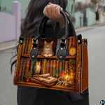 Personalized Book Lover Leather Handbag for Women, 3D Bookstore Library Tote Bag, Literary Gift for Readers, Bookworms