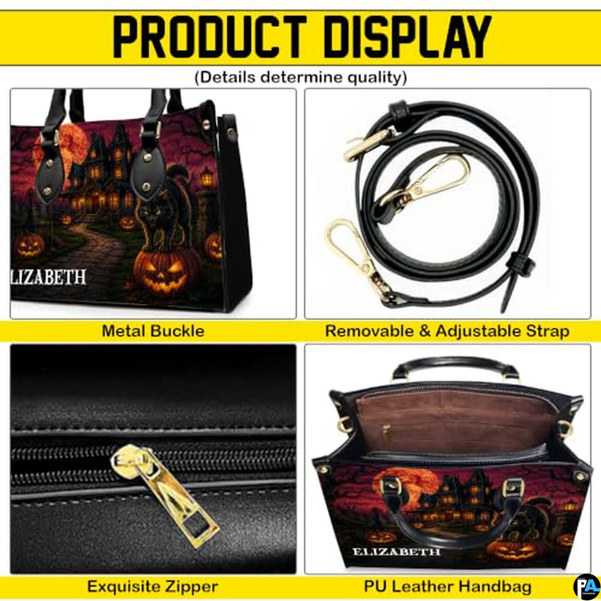Personalized Witch Leather Bags, Halloween Purses For Women, Witch Art Bag, Spooky Halloween Purses, Holiday Gifts