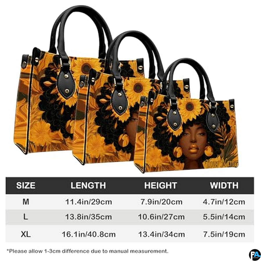 Personalized Black Women Leather Bag, Custom Name African Purses and Handbags Gifts for Mom Birthday Christmas Mothers Day