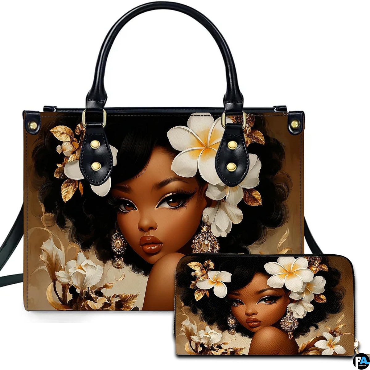 Personalized Black Women Leather Bag, Custom Name African Purses and Handbags Gifts for Mom Birthday Christmas Mothers Day