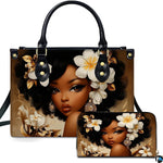 Personalized Black Women Leather Bag, Custom Name African Purses and Handbags Gifts for Mom Birthday Christmas Mothers Day